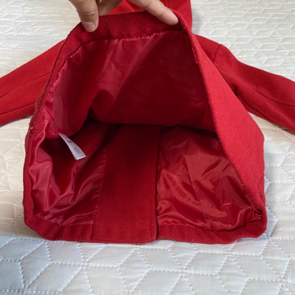 Toddler 4T Red Pea Coat with hood and pockets - Picture 7 of 9